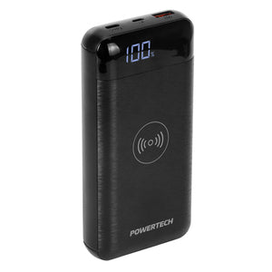 MB3822 - 20,000mAh Power Bank with 2 x USB and Wireless Charger Black