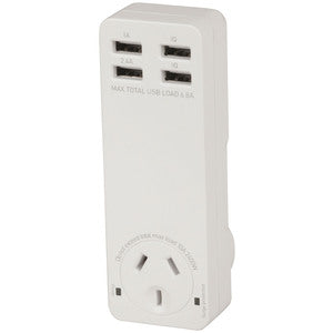MS4002 - Quad USB Charger with Mains Socket