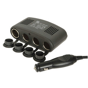 PS2019 - 12VDC Car Cigarette Lighter Socket 4-Way Splitter with USB Port