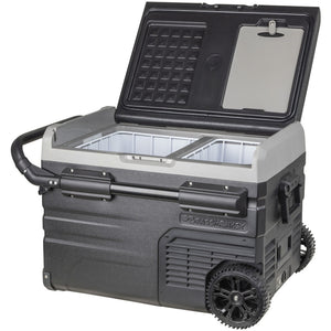 GH2020 - 35L Brass Monkey Portable Dual Zone Fridge and Freezer with Solar Charger Board plus Handles+Wheels