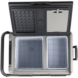 GH2020 - 35L Brass Monkey Portable Dual Zone Fridge and Freezer with Solar Charger Board plus Handles+Wheels