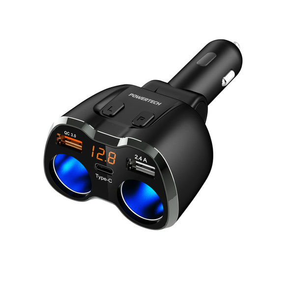 PP2119 - Dual Car Cigarette Lighter Adaptor with 3 x USB Charging Ports + Voltmeter