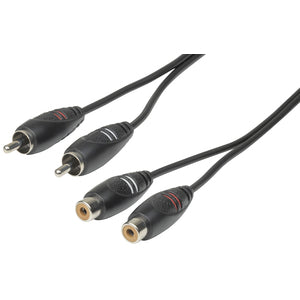 WA7070 - 2 x RCA Plugs to 2 x RCA Sockets Audio Cable 1.5m