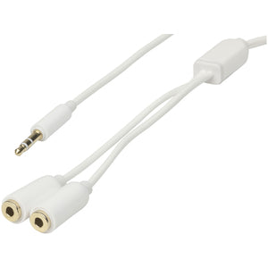 WA7504 - Slim 3.5mm Stereo Plug to 2 x 3.5mm Stereo Socket 0.2m